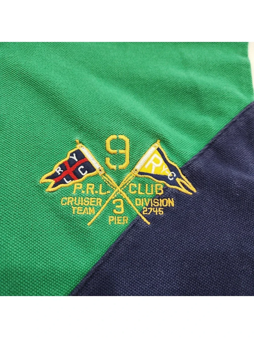 Vintage Polo Ralph Lauren Shirt Mens L Colorblock Cruiser Team 9 Rugby PRL Club